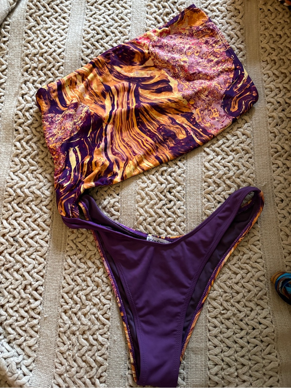 Purple & Orange Marble Bikini Set